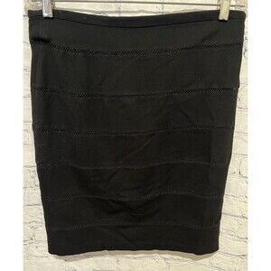Thalian Women's Black Skirt Pencil Pleated Hem Size Small/4